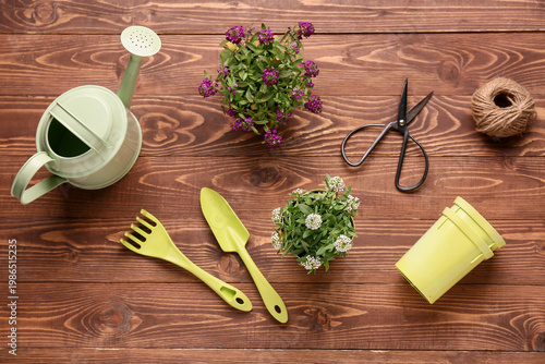 Pots with flowers and garde...