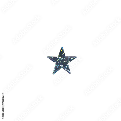 Silver Star Sticker With Blue Glitter