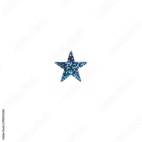 Silver Glitter Star Sticker With Blue Sparkles