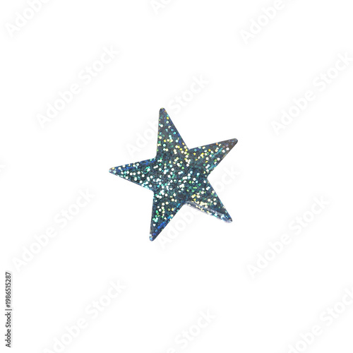 Single Blue Glitter Silver Star Sticker