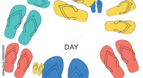 Colorful flip flops, beach sandals, summer footwear, flipflops collection