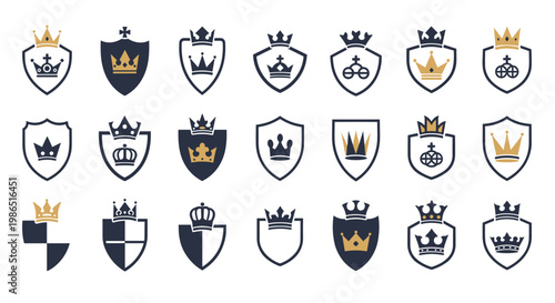Collection of Royal Crests and Shields with Crowns 1.