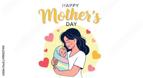 Mother's Day, Happy Mother's Day, Mother and baby, Love, Heart