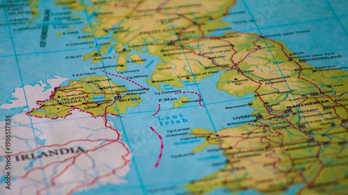 Foto Map of the Irish Sea and surrounding countries