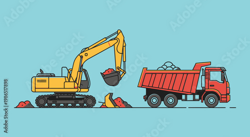 Heavy machinery construction equipment vehicles.