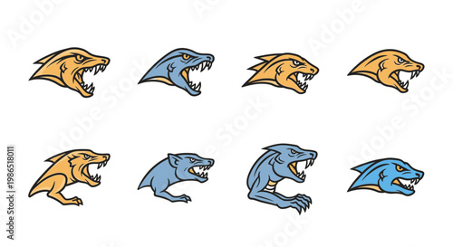 Collection of various animal head logos.