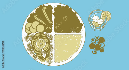 Food on a plate divided sections.