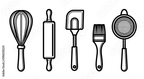 Kitchen Cooking Utensils Tools Lineup.