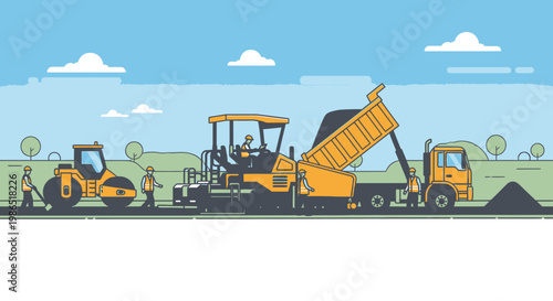 Heavy construction vehicles at work site 1.