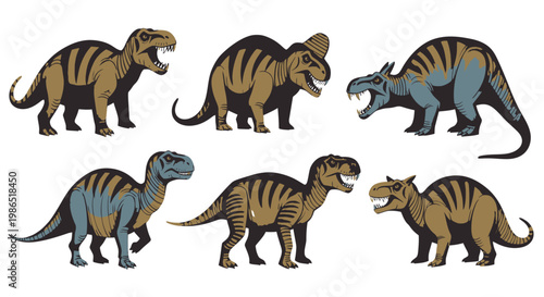 Group of cartoon dinosaurs standing together 5.