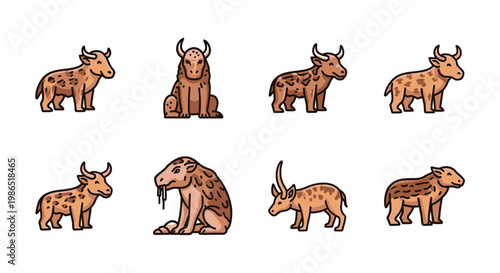 Group of various bison standing together.