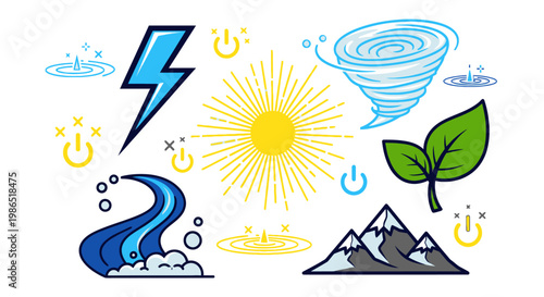 Weather forecast icons on white background.