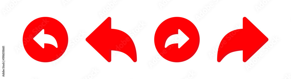 Φωτογραφία Red flat interface icons with undo redo back and forward arrow navigation symbol