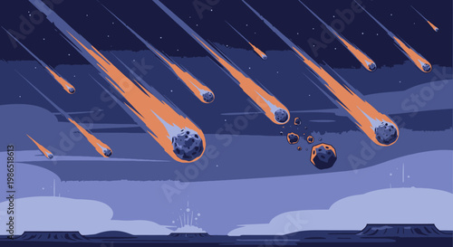 Multiple Meteorites Burning Up Atmosphere.