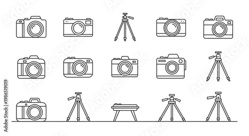Cameras and tripods for photography.