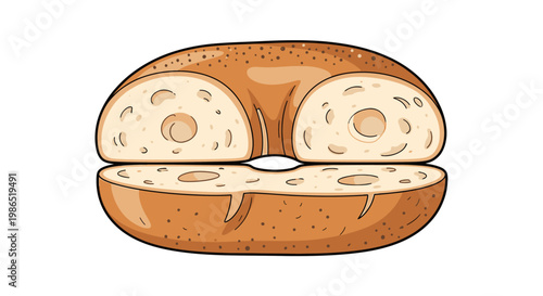 A halved toasted bagel with seeds.