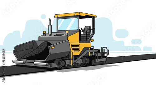 Asphalt paver road construction machine.