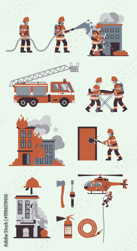 Firefighters in action emergency response team.