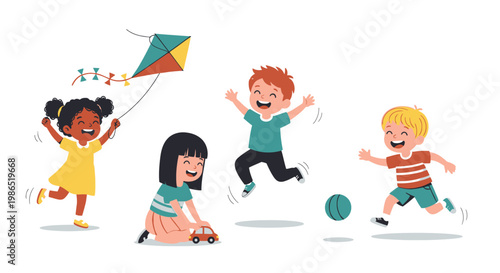 Children playing outside in park.