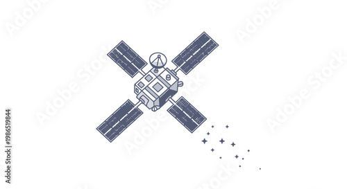 Satellite in Space with Solar Panels.
