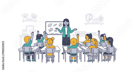 Teacher and students in classroom setting 3.