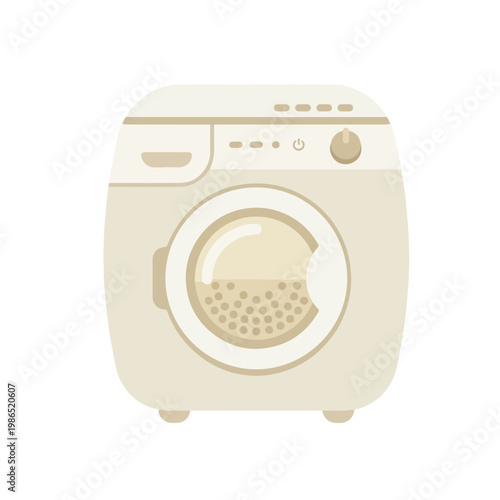 Cute Plump Washing Machine Laundry Icon Vector