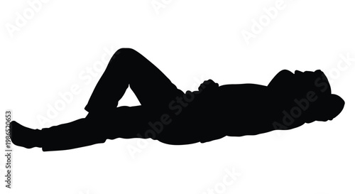 Relaxed individual vector graphic illustration of a person peacefully lying down for rest or sleep in a comfortable isolated pose design element.