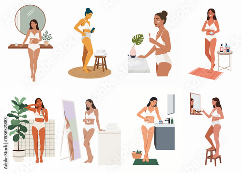 Comprehensive collection of professional cycling race illustrations in flat vector style, featuring podium celebrations, mountain climbing, sprinting, bike maintenance, and race dynamics.