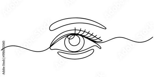 eye continuous one line drawing, Minimalist continuous one line drawing of a human eye with a spiral pupil on white Vector, illustration, A minimalist, continuous line drawing of a human eye