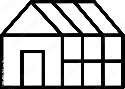 Minimalist black house outline; simple geometric construction; clean dark shape against transparent backdrop; modern architectural design element