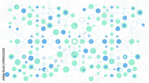 Science Medical Network Illustration for Genetic Analysis and Healthcare Technology Innovation Data