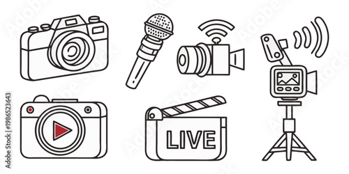And camera microphone clapperboard live streaming line media