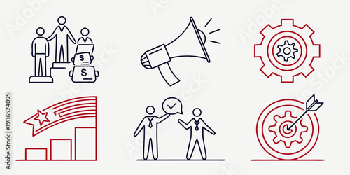 Business including people and megaphone gears target