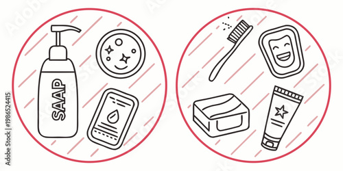 Soap bottle and facial care products beauty products skincare hygiene