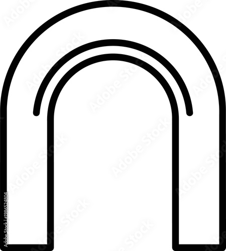 Minimalist double arch frame design element with rounded corners in black outline; versatile vector graphic asset for modern layouts