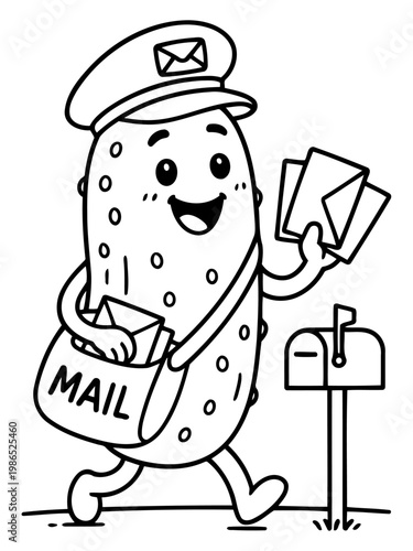 Whimsical Postman Illustration: A cheerful illustration of a cute, animated character delivering mail.