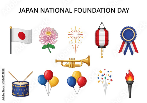 Japan National Foundation Day vector illustration elements of celebration and national pride