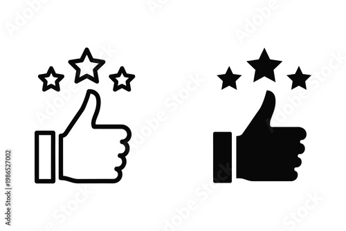 Thumbs Up with Stars Rating Vector Illustration - Success and Quality Approval