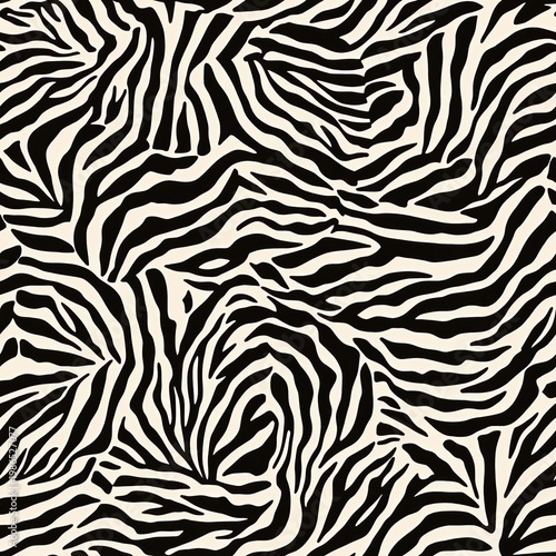 Seamless pattern with black and white zebra print texture