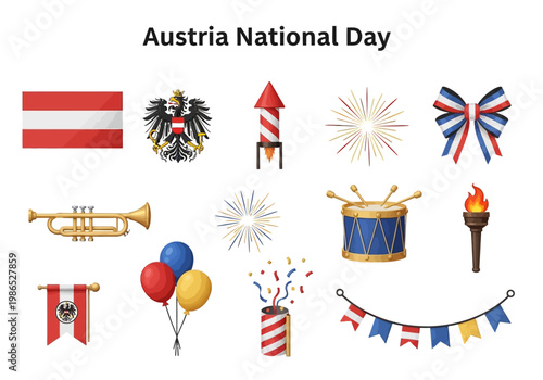 Austria National Day vector celebration icons and symbols