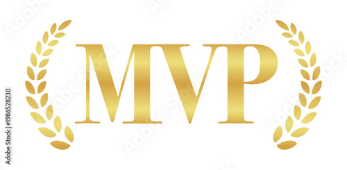 MVPの月桂樹エンブレム | 金色のバッジ | シンプルな横書きベクター素材