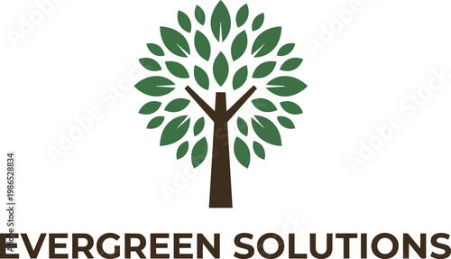 Tree logo design featuring green leaves on a brown trunk symbolizing growth and sustainability for environmental solutions and eco-friendly initiatives