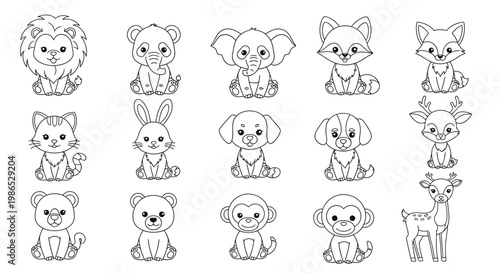 Cute cartoon animals for kids.