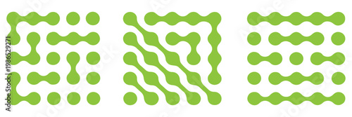 Connected liquid or nano dots pattern with vanishing effect. Disappearing organic amorphous shapes texture. Linked metaballs, molecules or cells transition background. Vector graphic illustration.