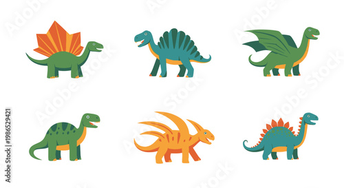 Colorful dinosaur toys in various poses 3.