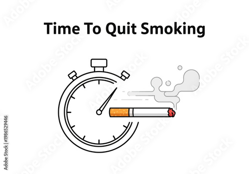 Vector illustration symbolizing the passage of time with a cigarette and smoke, signifying the 'Time to Quit Smoking' message
