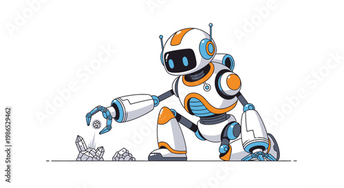 Robot with orange and blue details.