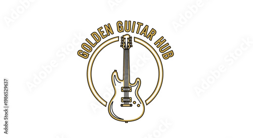 Golden Guitar Music Logo Design.