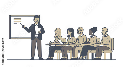Businessman teaching at a meeting.