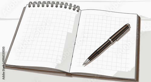 Black pen on spiral notebook.